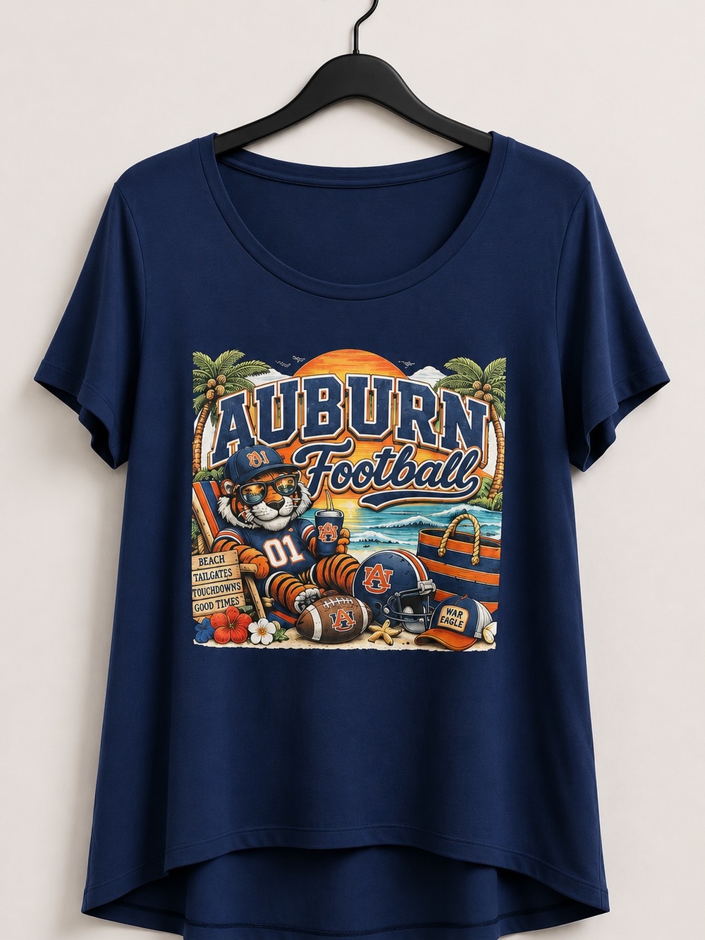 Auburn Football Navy Short Sleeve Tee